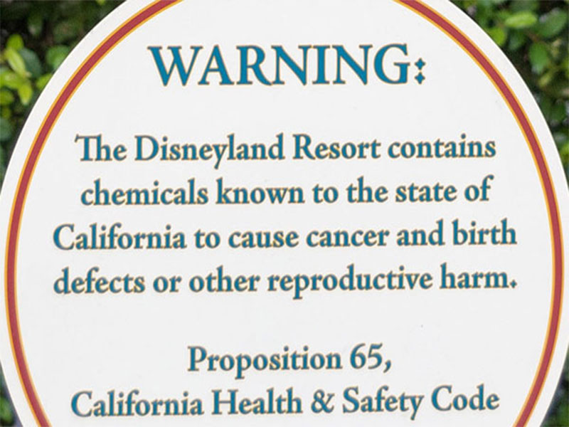 Disneyland Propostion 65 Warning